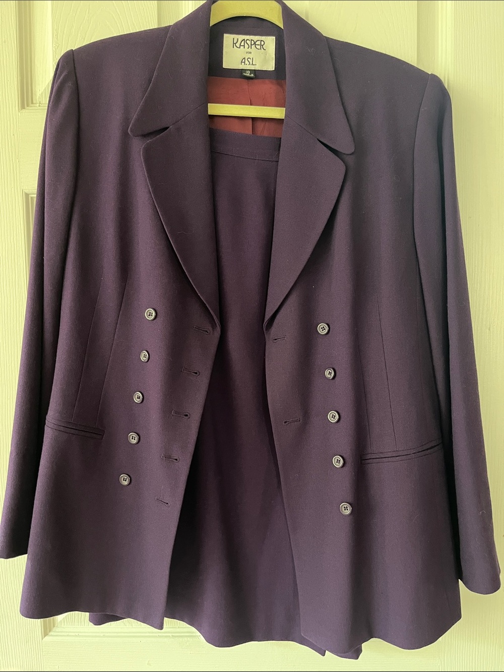 Kasper Women's Plum Suite with Double-Breasted Blazer Jacket
